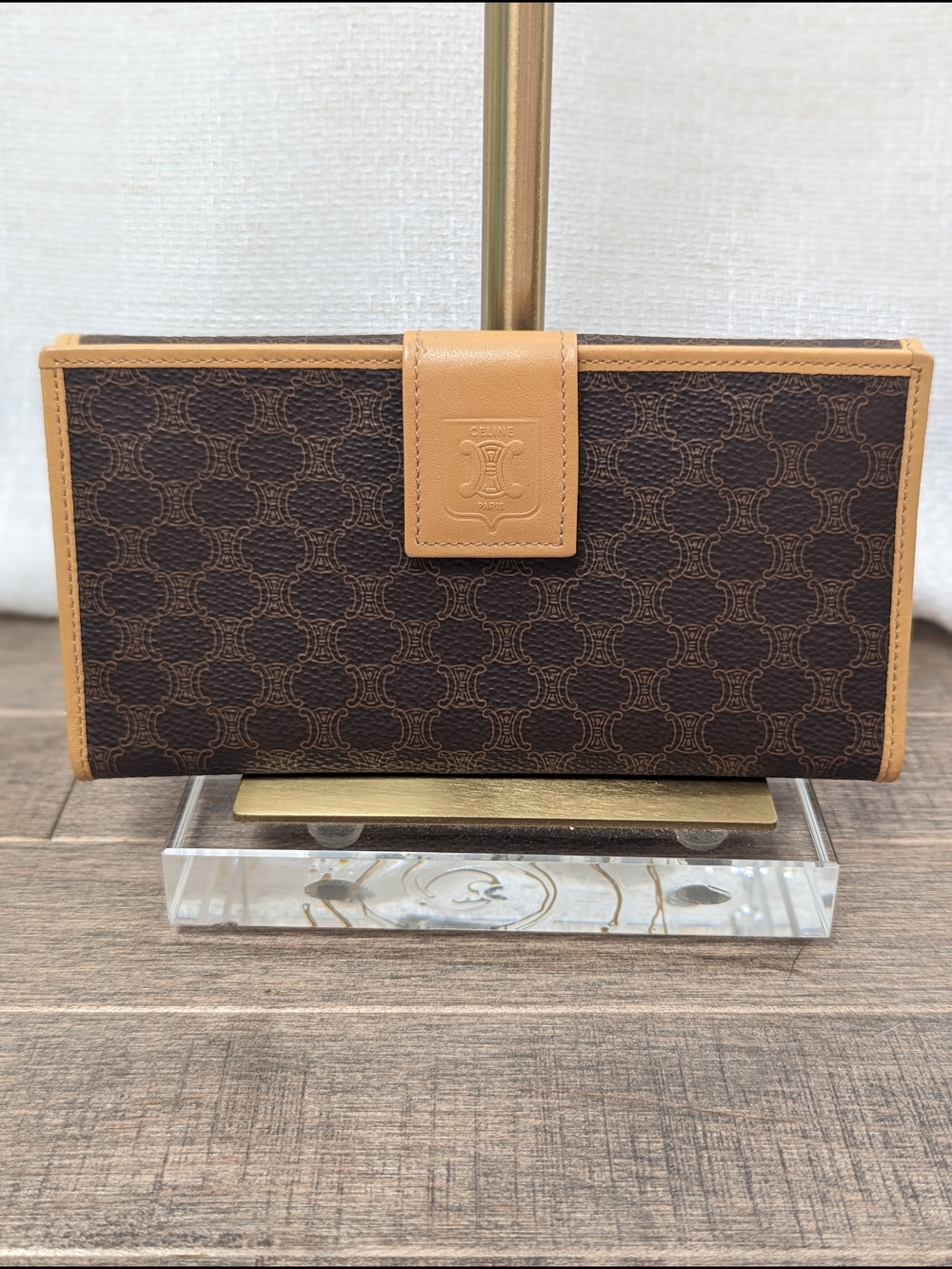 100% Authentic Celine Brown Macadam Long Wallet W/COA